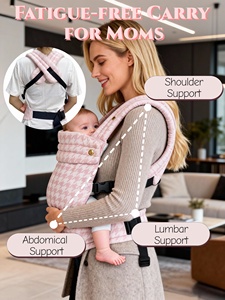 Nuovo <span class=keywords><strong>Marsupio</strong></span> Porta Bebè Rosa in Cotone e Lino con Borsa Porta Bebè Staccabile - Product Image 5