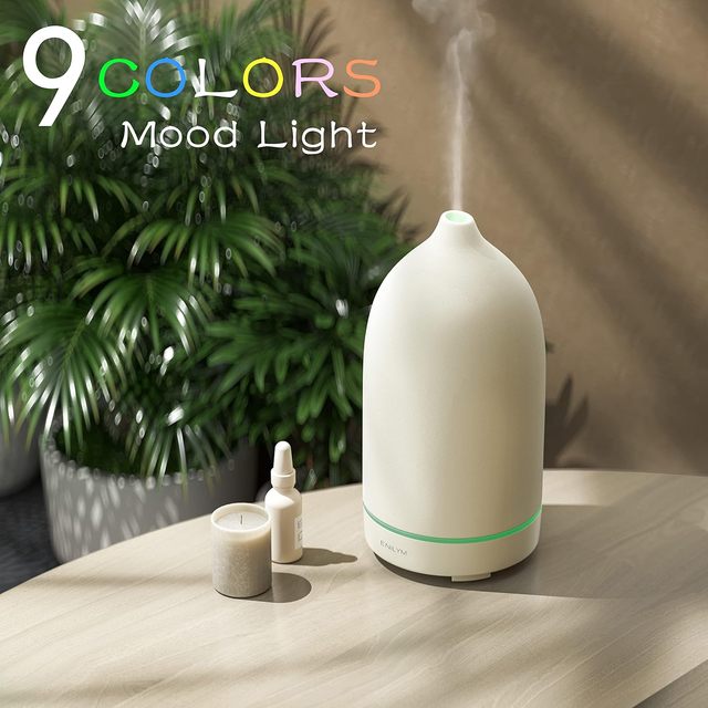 Ceramic Ultrasonic Essential Oil Diffuser for Aromatherapy Essential Oil Aroma Diffuser for Home Portable Humidifier With LED