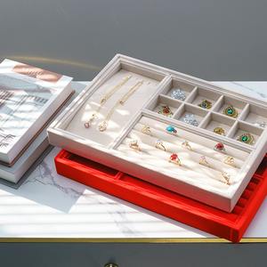 Rectangle Ice Flower Velvet Fashionable Jewelry Pendant <b>Earring</b> Display <b>Box</b> Multi-functional Storage Tray for Necklaces Rings - Product Image 4