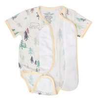Combinaison pour bébé ours, 95% bambou, 5% élasthanne, silencieuse, velcro, manches courtes, sans peur de changement, unisexe, logo personnalisé, étiquettes