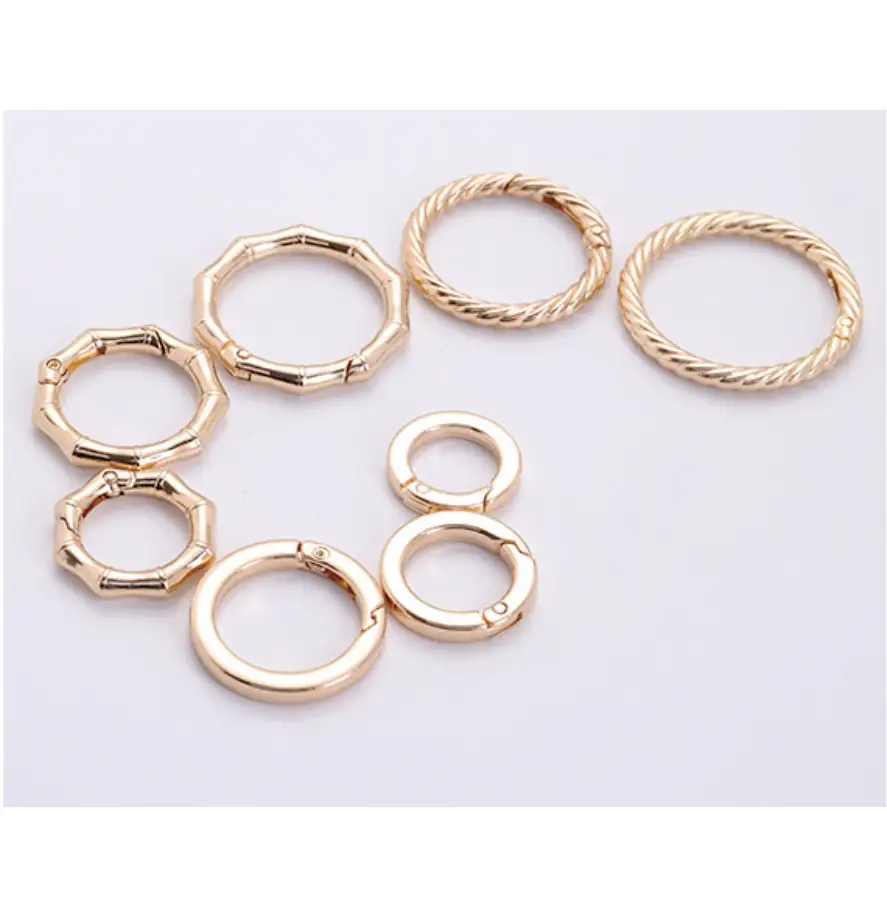 Customizável Gold Zinc Alloy Vestuário Bag Acessórios Primavera O Anéis Alloy Key Ring Primavera Buckles