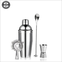 Ensemble de shaker à cocktail, kit d'outils de bar pour barman mixologie avec support élégant en bambou, kit de bar: cuillère à mélanger shaker Muddler Jigger