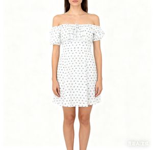 ALBB019 Ladies 100% <b>Viscose</b> Crepe Floral Printed <b>Dress</b> with Zippers Washable Knee-length - Product Image 2