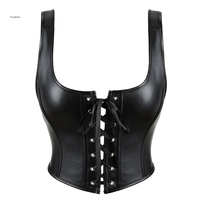 Femmes Faux cuir soutien-gorge Sexy sangle réglable poitrine tasse hauts gilet Corset Bustier Lingerie