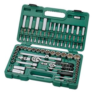 Juego de llaves de trinquete de cromo vanadio de 94 piezas con vasos de 1/4" y 1/2", kit completo de herramientas para reparación automotriz - Product Image 1