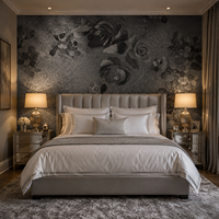 Wallpaper PVC 3D Motif Damask Beralur, Perekat Sendiri, Kedap Suara untuk Kamar Tidur dan Dekorasi Dinding Latar TV Hotel