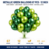 67 ballons en latex métalliques vert foncé et vert citron de 12 pouces, Globos Fiesta pour la Saint-Patrick, décoration d'anniversaire sur le thème de la jungle et du safari
