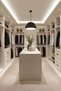 Sistema de <span class=keywords><strong>Vestidor</strong></span> en Forma de U de Lujo, MDF y Vidrio, Iluminación LED, Cajones de Gran Capacidad, Organización Ordenada <span class=keywords><strong>con</strong></span> Cerradura - Product Image 2