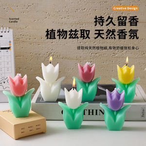 Tulip Scented Candle Flower Shape Soybean Mixed Wax Home Decoration Valentine's Day Gift - Product Image 4