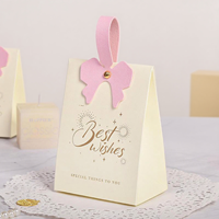 Nouvelle boîte à bonbons personnalisable avec poignée en forme de nœud floral et gaufrage pour les faveurs de mariage, les chewing-gums et les chips