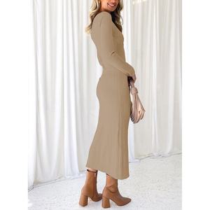 Vente en gros de robes longues plissées à manches longues pour femmes, mode automne-hiver, nouvelle collection, sexy, style hot girl, OEM personnalisé - Product Image 6