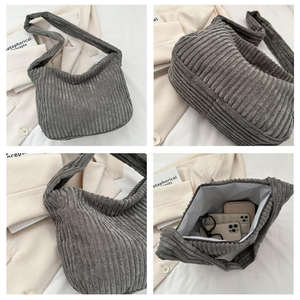 Nuevo bolso de mano personalizado de pana para mujer con forro de poliéster y correa para el hombro - Product Image 3