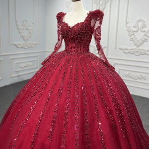 Vestido de Gala Ecológico de Cachemira con Lentejuelas Rojas y Apliques, para Novia, Fiesta de Graduación, Noche, Jancember 9743-1 - Product Image 1