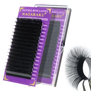 Nagaraku 16 Rijen Faux Lash Individuele Wimper Extension Lashes Dark Black Matte Voor Professionals Zachte Natuurlijke Wimper Extension