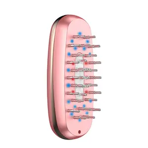 Elektrik titreşimli kırmızı ışık tedavisi EMS kafa derisi masaj saç fırçası yağ aplikatör elektrikli lazer saç büyüme tarak