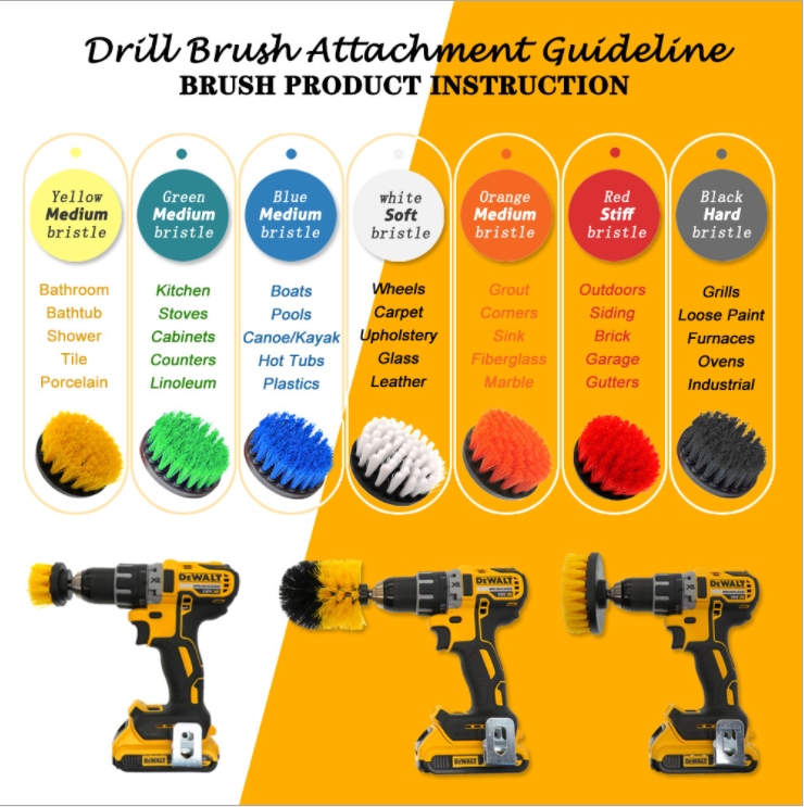 Cordless Electric Drill Cleaning Brush 14pcs Customized For Car