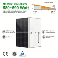 Panneau solaire bifacial 580W 590W 182mm 16BB 144 cellules, module PV double vitrage haute efficacité pour usage commercial et résidentiel