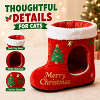 Mobilier festif pour animaux de compagnie en gros : Maison-caverne pour chat en peluche personnalisée en forme de botte du Père Noël pour Noël, OEM ODM