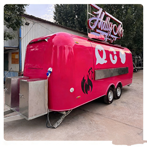 Chariot de vente ambulante de crème glacée rouge fraise, véhicule de service alimentaire mobile, équipement de restauration en acier inoxydable à 4 roues - Product Image 5