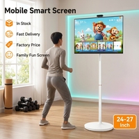 TV Pintar Android Portabel Putih 24-27 Inci dengan Kamera 13MP 2K 8GB 128GB Speaker Terintegrasi 12V Penutup Belakang Kain Penuh