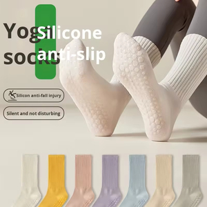 Wholesale <b>Custom</b> Logo Colorful Breathable Yoga <b>Socks</b> Cotton Crew <b>Grip</b> Non Slip <b>Socks</b> for Women - Product Image 1