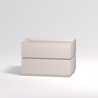 Table de chevet moderne minimaliste à 2 tiroirs, couleur blanc crème, avec bord de table surélevé