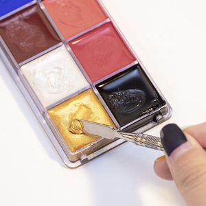 Nouvelles palettes <span class=keywords><strong>de</strong></span> mélange <span class=keywords><strong>de</strong></span> <span class=keywords><strong>peinture</strong></span> en acier inoxydable pour le maquillage avec spatule - Product Image 3