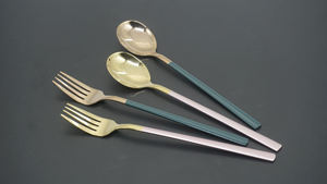 طقم أدوات مائدة محمولة من الفولاذ المقاوم للصدأ ، طقم أدوات مائدة ، شوكة وعصي طعام مع صندوق للتخييم وحفلات الزفاف - Product Image 3