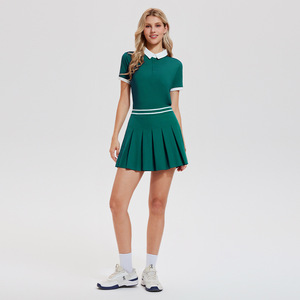 Ensemble de polo et jupe plissée 2 pièces, avec poches latérales, fermeture éclair au dos, jupe taille haute, tenue de luxe pour le golf, le badminton et le tennis - Product Image 6