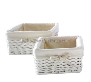 Cesta de regalo de mimbre blanca, cesta de regalo, decoraciones de almacenamiento de mimbre con forro de tela, venta al por mayor - Product Image 1