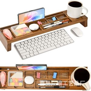 Estante de almacenamiento de madera para escritorio, estante de madera maciza multiusos de color madera natural para organización de escritorio en el hogar y la oficina - Product Image 4