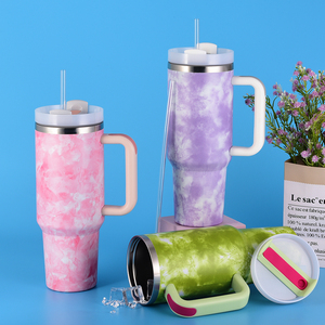 थर्मोसिस ने 40 औंस टंबलर डबल दीवार वाले संगमरमर के स्मारिल 40 औंस इंसुलेटेड टम्बलर कप हैंडल और पुआल के साथ - Product Image 1