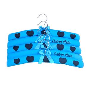 Cintre antidérapant en tissu Satin <span class=keywords><strong>blanc</strong></span> pour enfants, Logo imprimé, livraison gratuite - Product Image 5