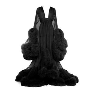 Großhandel Frauen Lounge wear Designer Nachtwäsche Robe De Soiree Pjs Weiblich Pj Set Mit Valentinstag Sexy Dessous Spitze Pelz Roben - Product Image 5
