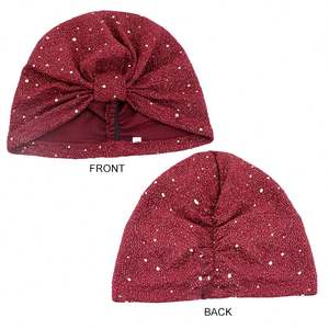 Turban pré-noué pour femmes en gros, foulard torsadé avec accessoires scintillants, polyester, mode extérieure, bandeaux pour la tête - Product Image 3