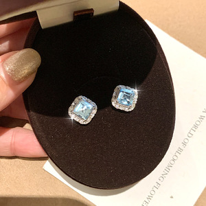 9 Vintage 6mm Square Natural Stone Stud <b>Earrings</b> 925 Sterling Silver <b>Garnet</b> Crystal Colorful Gemstone Jewelry Trendy Party - Product Image 5