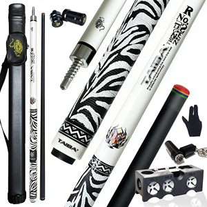 Queue de billard Tai Ba Cues en 2 parties, enveloppement en lin, embout en cuir multicouche de 13 mm, queue de billard professionnelle 18, 19, 20, 21 oz - Product Image 1