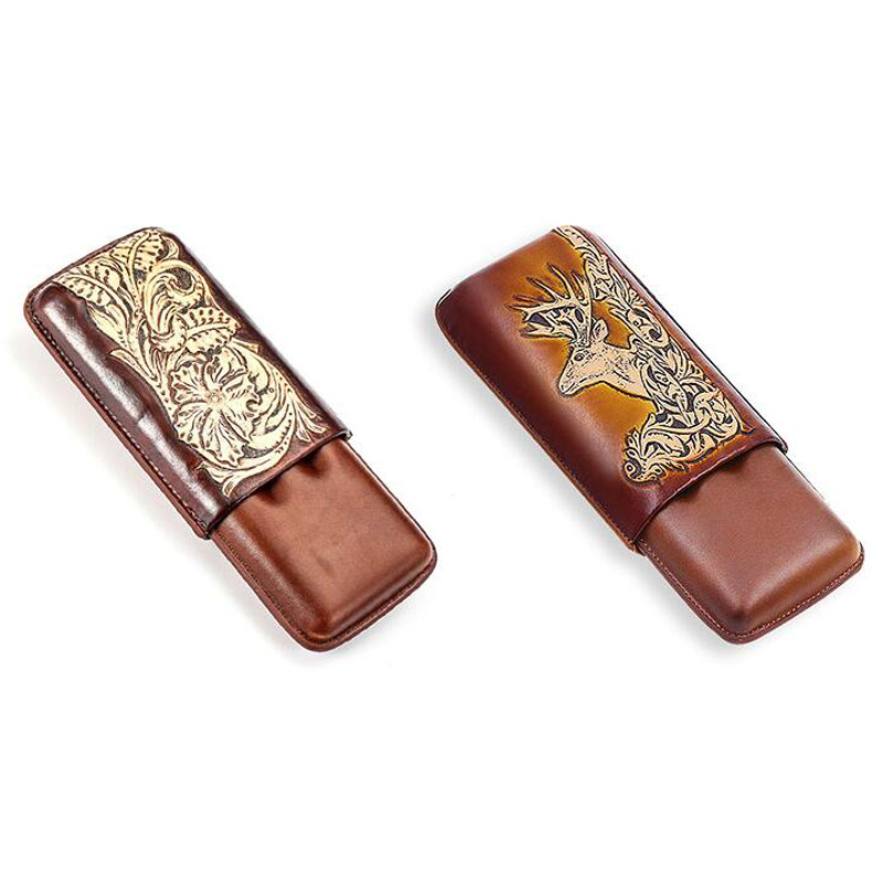 Бесплатный индивидуальный логотип, новейший оригинальный высококачественный чехол из натуральной кожи для сигар, небольшой минимальный заказ