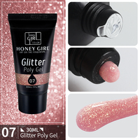 HONEY GIRL Gel acrylique professionnel pour extension d'ongles, couleur pailletée, polygel, séchage rapide, à retirer par trempage
