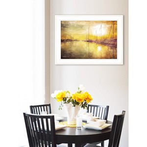 HMS giallo tramonto parete arte bianco incorniciato stampa decorazione per la casa - Product Image 4