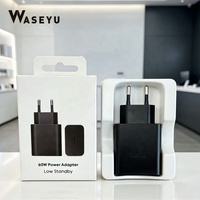 Pengisi Daya T6010 Kualitas Asli 60W Super Fast Charge EU/US SET Adaptor T6010 untuk Samsung Galaxy S26 S25 FE S24 Ultra