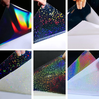 Feuille d'autocollants holographiques imperméables, film adhésif transparent en vinyle pour lamination, autocollant de recouvrement transparent, étiquette autocollante