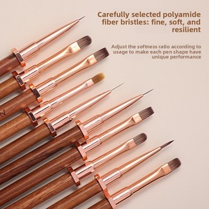 Pinceau à ongles ombré à manche en bois, grand pinceau oblique carré à tête plate en nylon pour gel UV et liner de manucure - Product Image 2