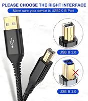 Jaket nilon kabel Data USB B 2.0 1m kualitas tinggi Braid Shielding harga pabrik kompatibel HP Dell Brother Lexmark