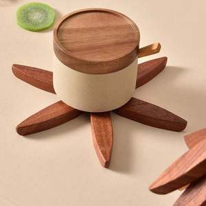 4pcs Innovative Tree Shaped Wooden <b>Trivets</b> Collapsible Hot Pad Dish Coaster for Kitchen PC Material Wedding Occasion - Product Image 4