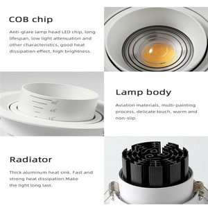Projecteur de mise au point COB réglable 7W 12W 15W plafonnier LED encastré Spot à Zoom réglable - Product Image 4