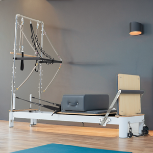 Máquina de <span class=keywords><strong>Pilates</strong></span> <span class=keywords><strong>Reformer</strong></span> de Aleación de Aluminio Blanca con Torre - Product Image 2