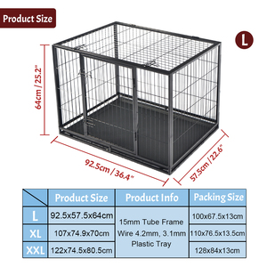 <span class=keywords><strong>Cage</strong></span> pour chien XXL en métal avec plateau en plastique, grande <span class=keywords><strong>cage</strong></span> pour chien - Product Image 3