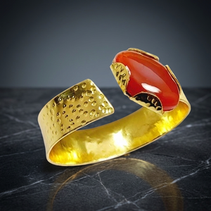 SOUMYA CREATIONS Bracelets Manchette Unisexe en Laiton Plaqué Or Vintage avec Améthyste Sertie, Cadeau du Rajasthan - Product Image 2