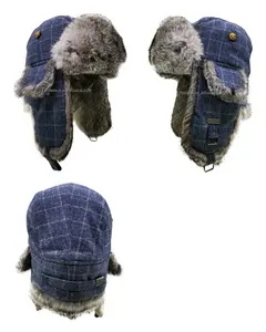A102 pelliccia moda invernale cappello di pelliccia di coniglio stile russo caldo paraorecchie Ushanka soffice cappello bomber